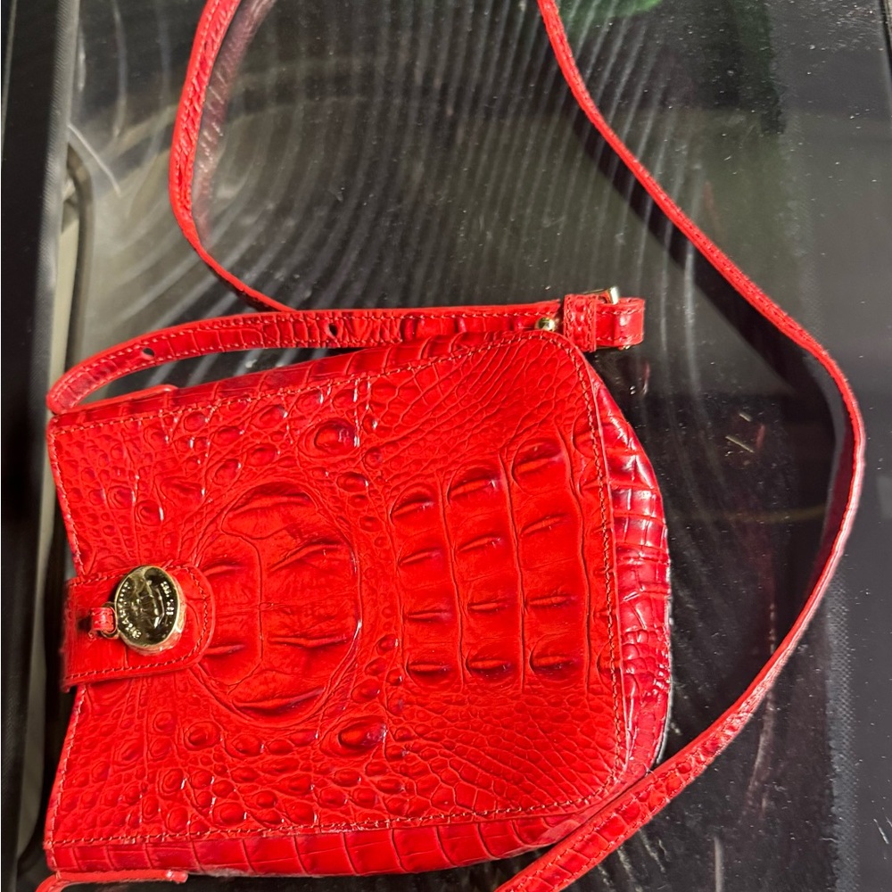 Brahmin Fiery Red Embossed Crossbody Bag